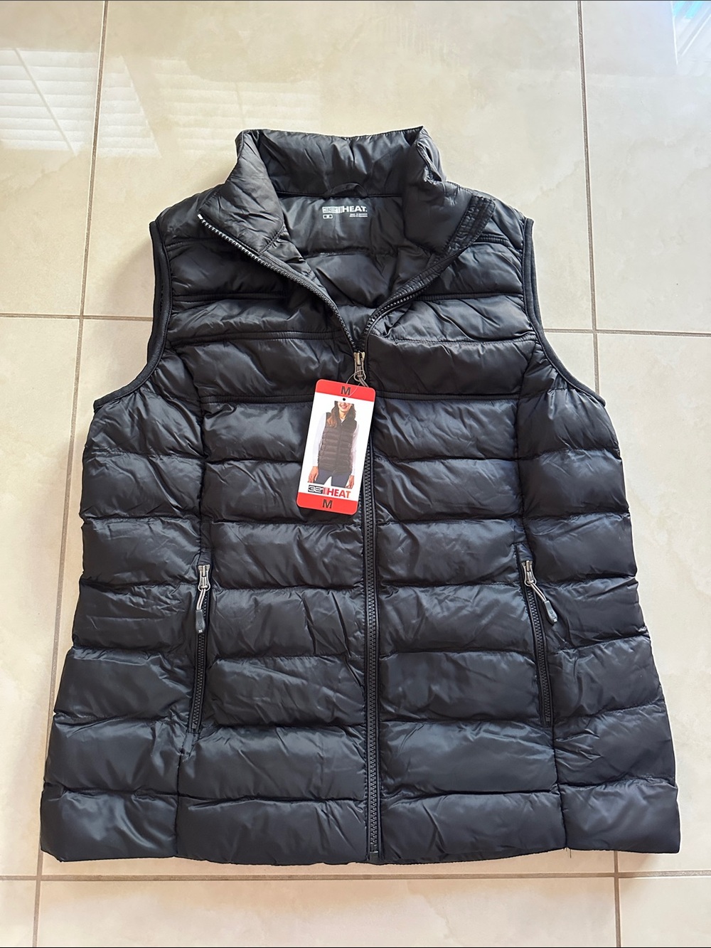 32 Degrees Black Quilted Packable Puffer Vest